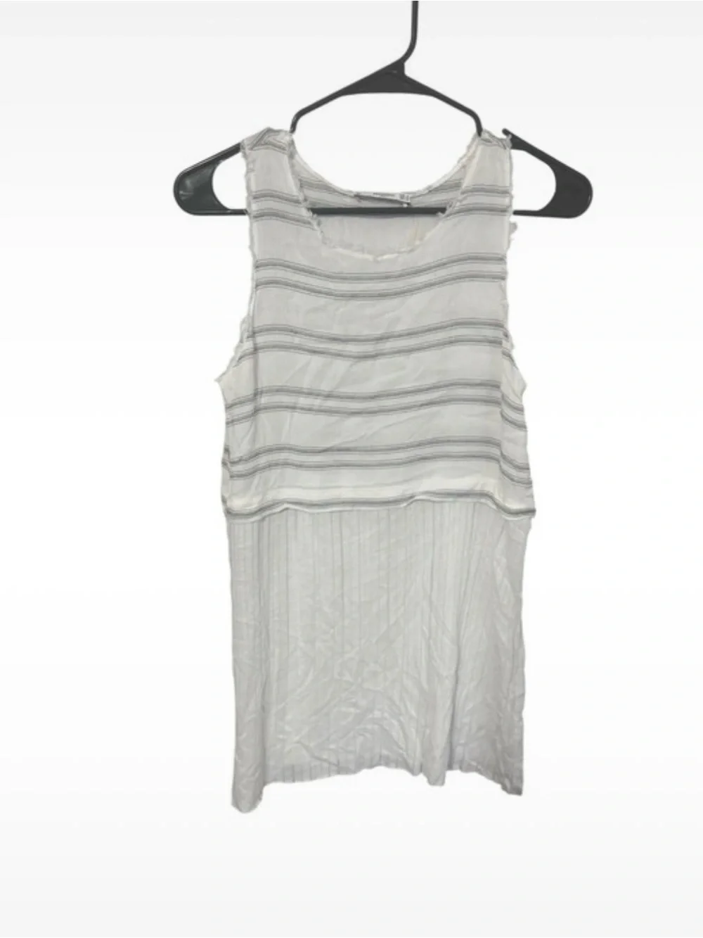 Mango White Sheer Striped Sleeveless Tank